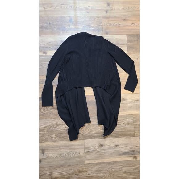 Athleta Solstice Wrap Cardigan Black Large Merino Wool - Picture 10 of 10